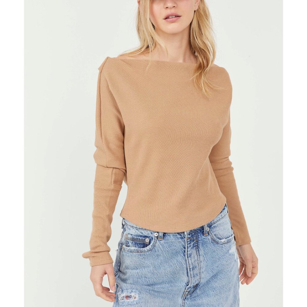 Free People Women's Long Sleeve Top in Camel